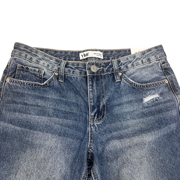 YMI Low Rise Patchwork Distressed Jeans Loose Fit NWT Medium Wash - Picture 4 of 10